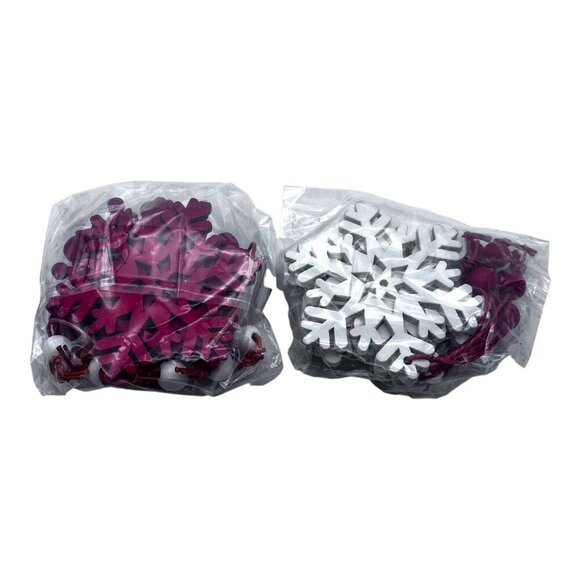 Snowflake Christmas Tree Ornaments Set Of 12 Holiday Decorations Red & White - Picture 1 of 9